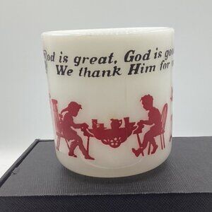 Hazel Atlus Childs Cup "God is Great" Prayer Red & White 3"Height Vintage